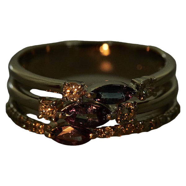 Pt900 プラチナ アレキサンドライト0.62ct ダイヤ0.34ct リング 指輪 レディース 12号 【中古】