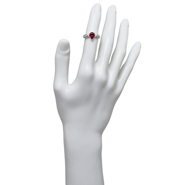 Pt900 プラチナ ルビー1.403ct ダイヤ0.40ct ペアシェイプ リング 指輪 レディース 10号 【中古】