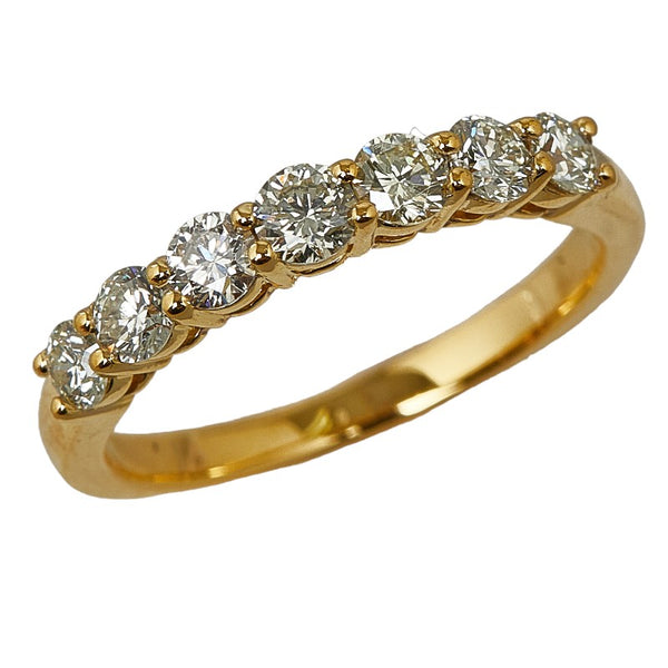 K18YG イエローゴールド ダイヤ0.80ct ハーフエタニティ リング 指輪 レディース 14号 【中古】