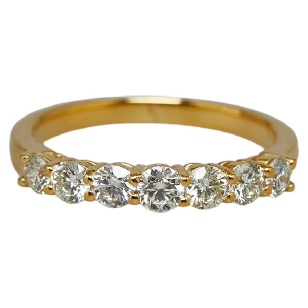 K18YG イエローゴールド ダイヤ0.80ct ハーフエタニティ リング 指輪 レディース 14号 【中古】