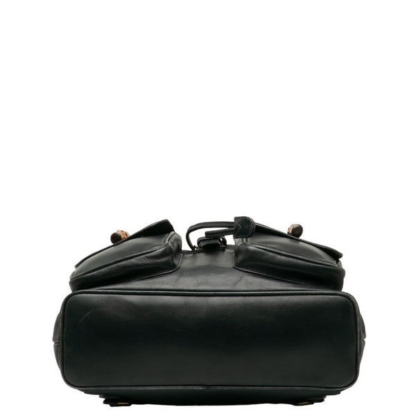 グッチ バンブー リュック バックパック 003 2058 0016 ネイビー レザー レディース GUCCI 【中古】