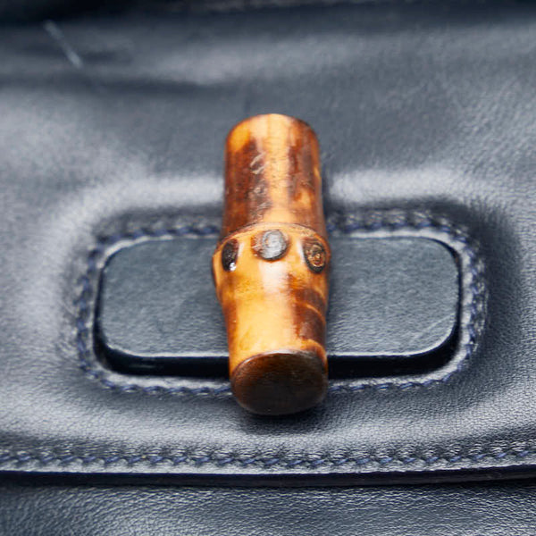 グッチ バンブー リュック バックパック 003 2058 0016 ネイビー レザー レディース GUCCI 【中古】