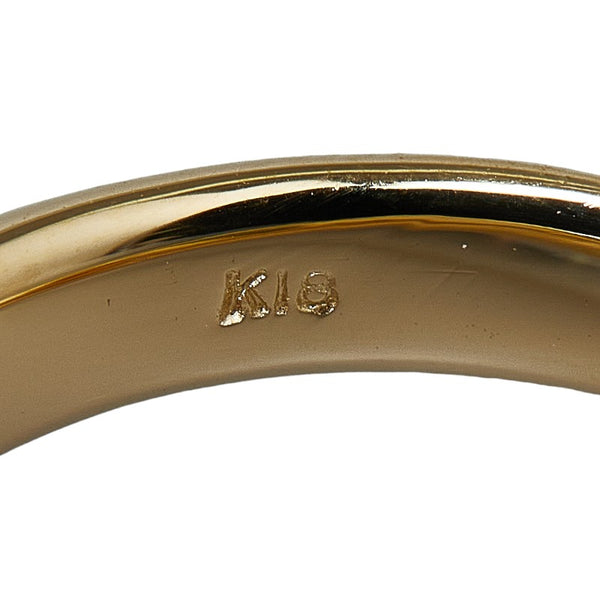 K18YG イエローゴールド 白蝶真珠10.1mm ダイヤ0.12ct リング 指輪 レディース 14号 【中古】