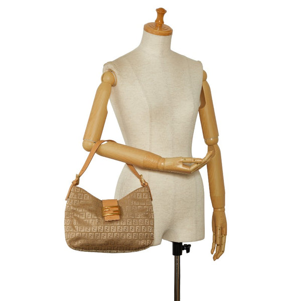フェンディ ズッキーノ マンマバケット ハンドバッグ ベージュ キャンバス レザー レディース FENDI 【中古】
