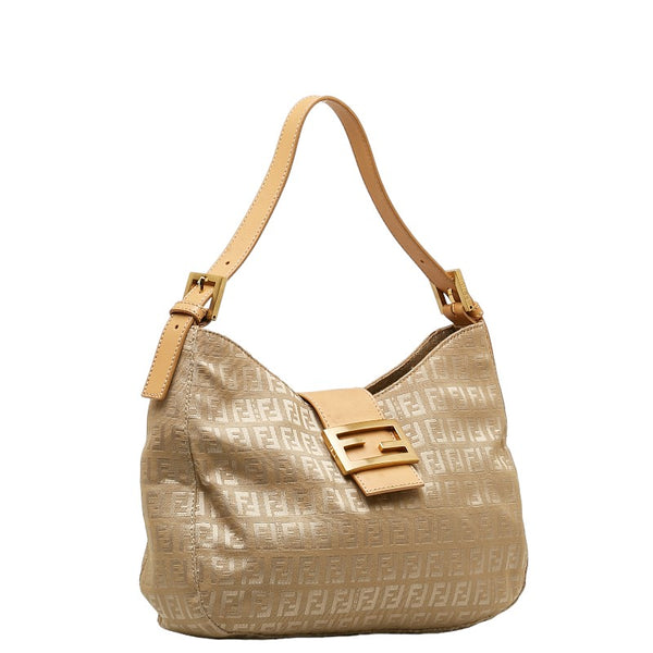 フェンディ ズッキーノ マンマバケット ハンドバッグ ベージュ キャンバス レザー レディース FENDI 【中古】