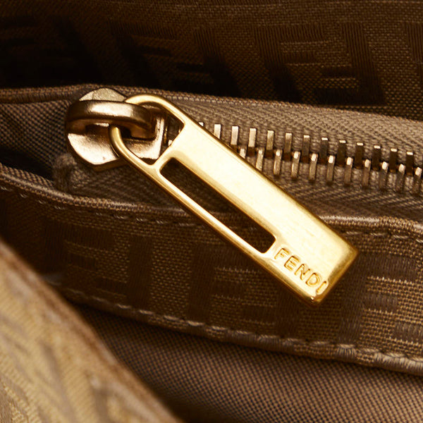 フェンディ ズッキーノ マンマバケット ハンドバッグ ベージュ キャンバス レザー レディース FENDI 【中古】