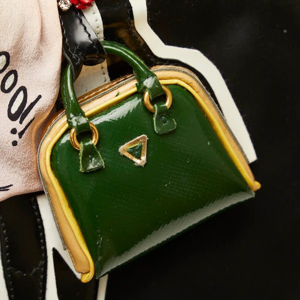 プラダ ビジュー ハンドバッグ トートバッグ ブラック マルチカラー ナイロン ビーズ レザー レディース PRADA 【中古】