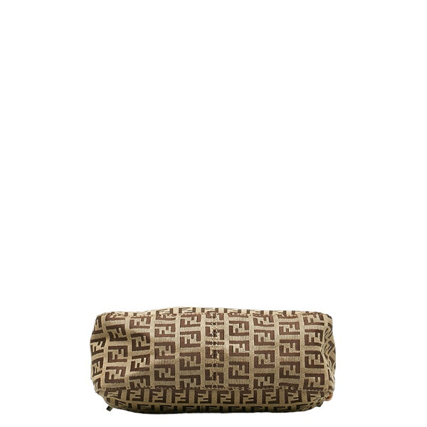 フェンディ ズッキーノ ミニハンドバッグ 8BR155 ベージュ ブラウン キャンバス レザー レディース FENDI 【中古】