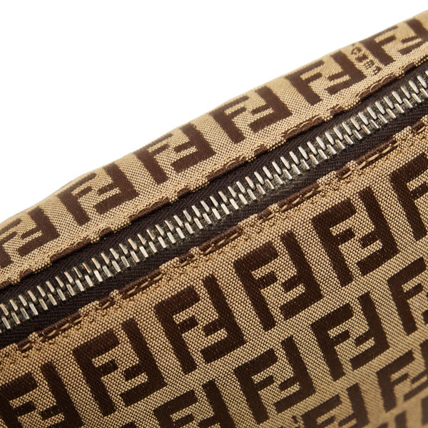 フェンディ ズッキーノ ミニハンドバッグ 8BR155 ベージュ ブラウン キャンバス レザー レディース FENDI 【中古】