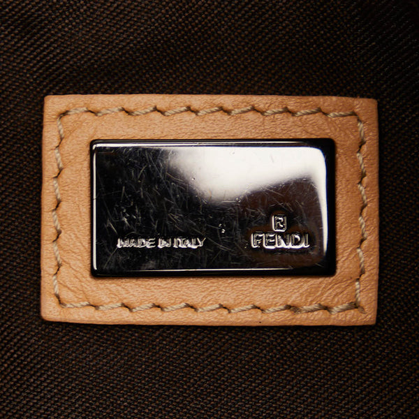 フェンディ ズッキーノ ミニハンドバッグ 8BR155 ベージュ ブラウン キャンバス レザー レディース FENDI 【中古】