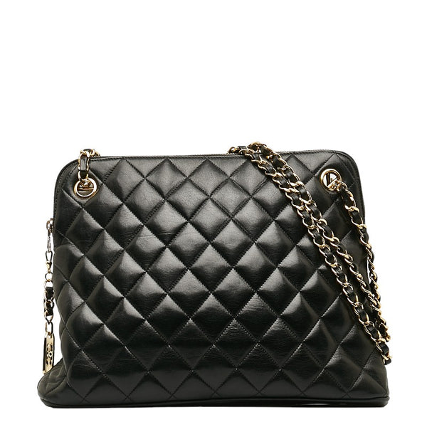 シャネル マトラッセ チェーン ショルダーバッグ ブラック レザー レディース CHANEL 【中古】