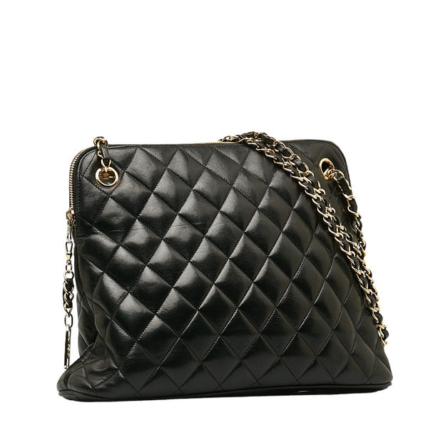 シャネル マトラッセ チェーン ショルダーバッグ ブラック レザー レディース CHANEL 【中古】