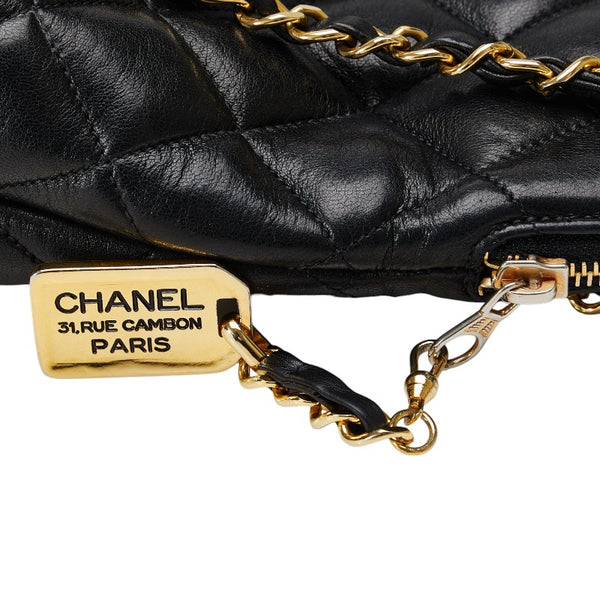 シャネル マトラッセ チェーン ショルダーバッグ ブラック レザー レディース CHANEL 【中古】