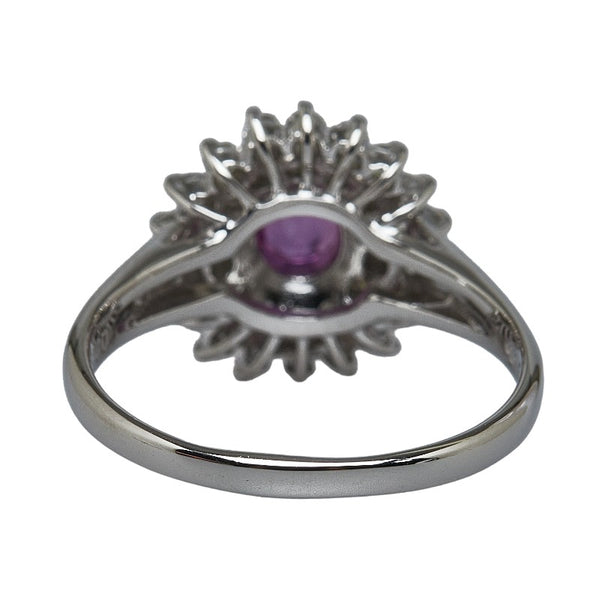 Pt850 プラチナ ピンクサファイア0.83ct ダイヤ0.50ct リング 指輪 レディース 14号 【中古】