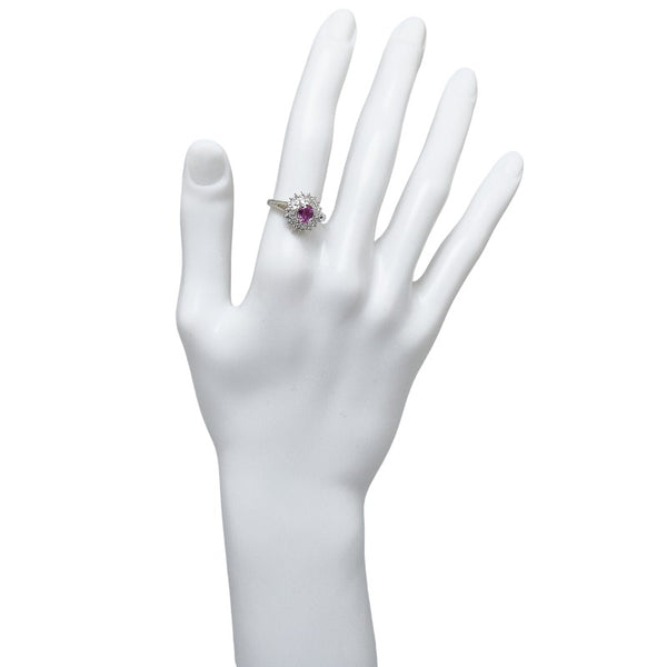 Pt850 プラチナ ピンクサファイア0.83ct ダイヤ0.50ct リング 指輪 レディース 14号 【中古】