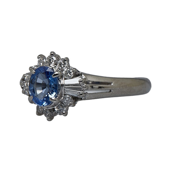 Pt850 プラチナ サファイア0.74ct ダイヤ0.31ct リング 指輪 レディース 15号 【中古】
