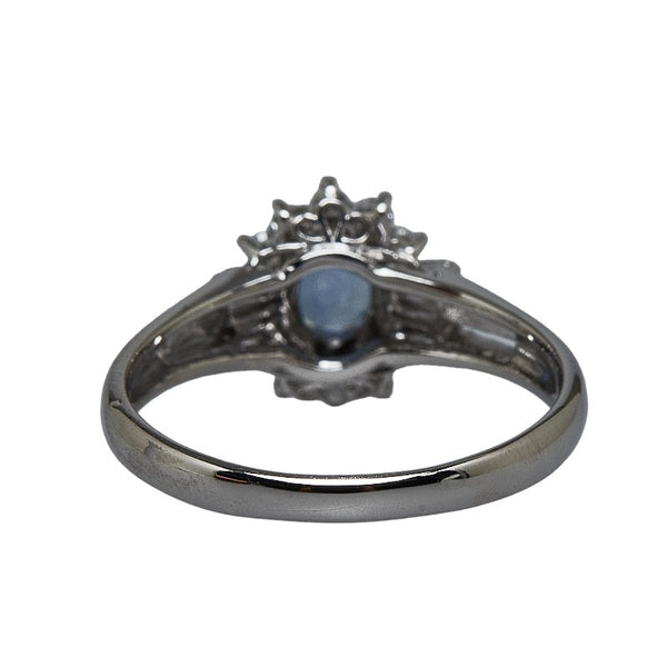 Pt850 プラチナ サファイア0.74ct ダイヤ0.31ct リング 指輪 レディース 15号 【中古】