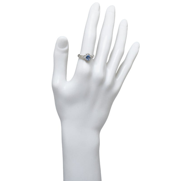 Pt850 プラチナ サファイア0.74ct ダイヤ0.31ct リング 指輪 レディース 15号 【中古】
