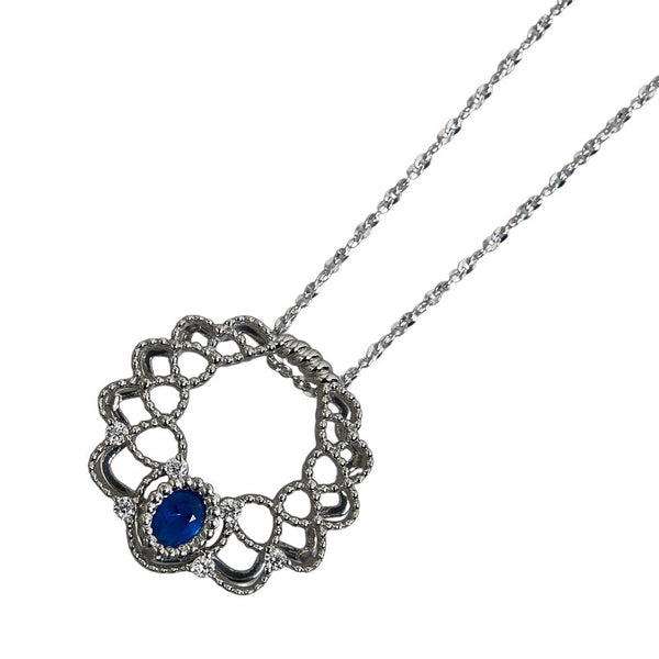 Pt900 プラチナ Pt850 プラチナ アウイナイト0.12ct ダイヤ0.07ct ネックレス レディース 【中古】