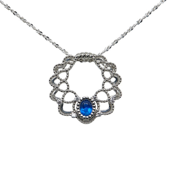 Pt900 プラチナ Pt850 プラチナ アウイナイト0.12ct ダイヤ0.07ct ネックレス レディース 【中古】