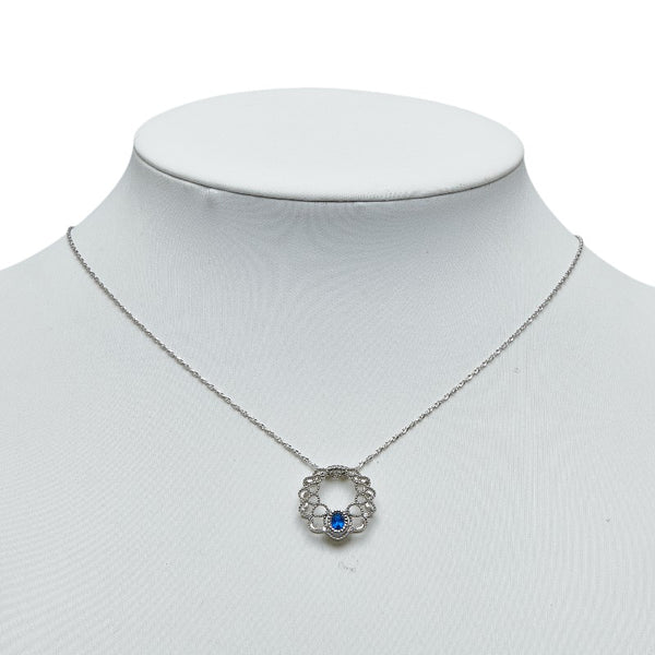 Pt900 プラチナ Pt850 プラチナ アウイナイト0.12ct ダイヤ0.07ct ネックレス レディース 【中古】