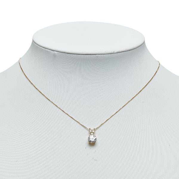 K18YG イエローゴールド 天然ジルコン1.527ct ダイヤ0.09ct ネックレス レディース 【中古】