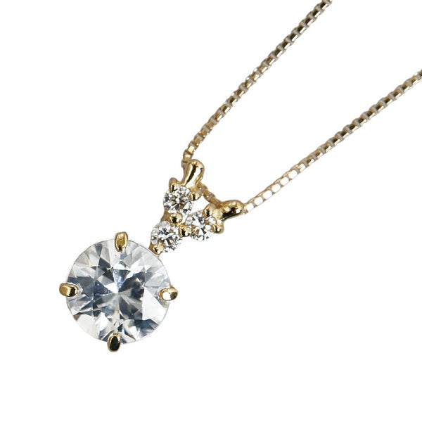K18YG イエローゴールド 天然ジルコン1.527ct ダイヤ0.09ct ネックレス レディース 【中古】