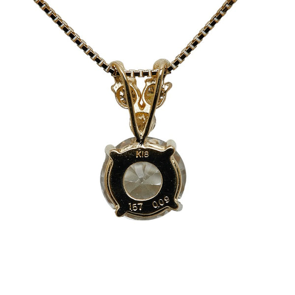 K18YG イエローゴールド 天然ジルコン1.527ct ダイヤ0.09ct ネックレス レディース 【中古】
