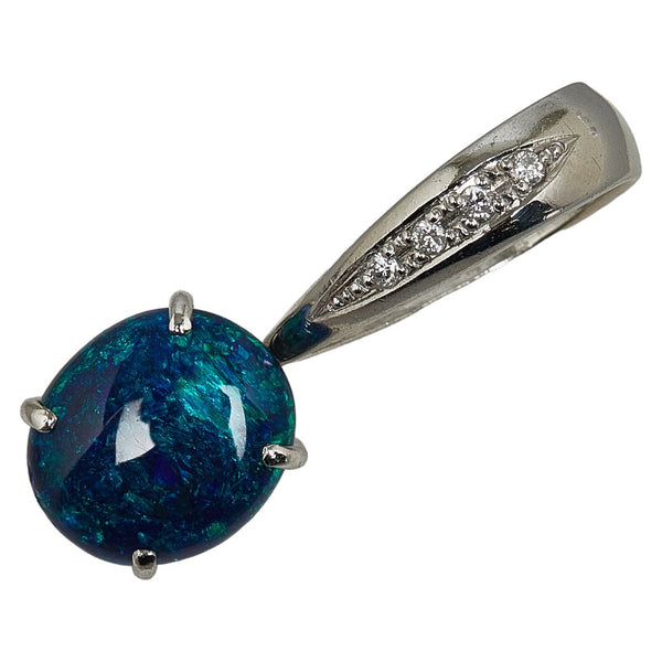 Pt900 プラチナ ブラックオパール2.48ct ダイヤ0.04ct ペンダントトップ レディース 【中古】
