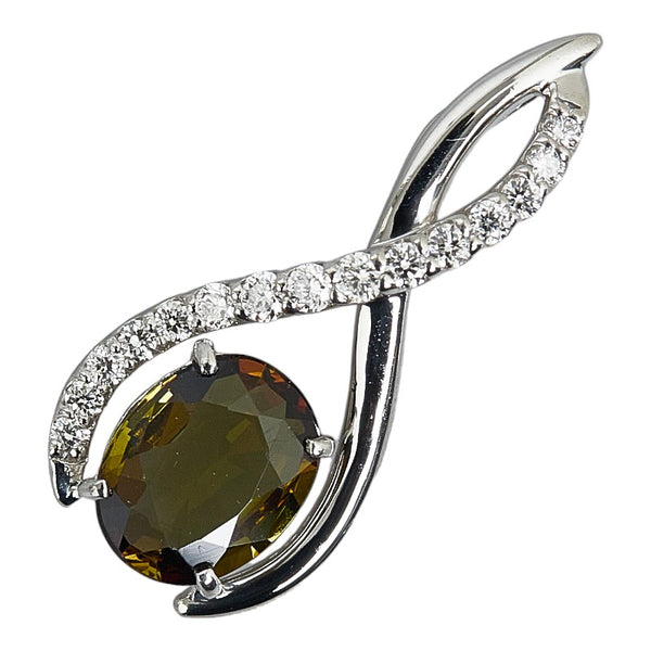 Pt900 プラチナ アンダルサイト1.14ct ダイヤ0.16ct ペンダントトップ レディース 【中古】