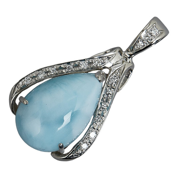 Pt900 プラチナ ラリーマ9.19ct ダイヤ0.125ct ペンダントトップ レディース 【中古】