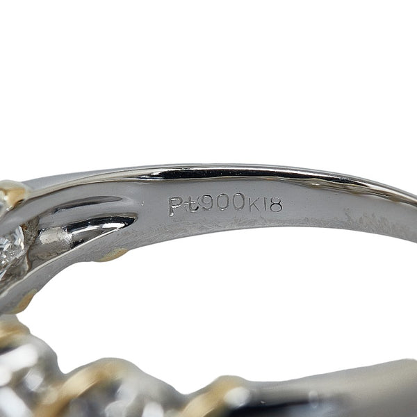 Pt900ベース/K18コンビ ダイヤ1.06ct プリンセスカット リング 指輪 レディース 17号 【中古】