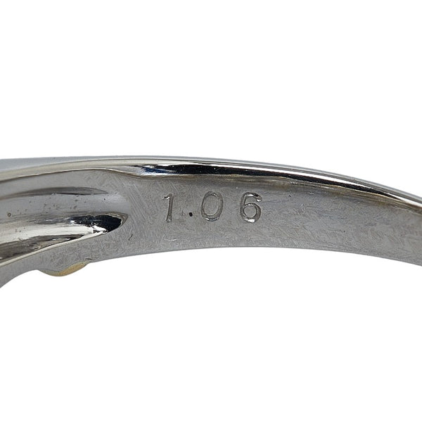 Pt900ベース/K18コンビ ダイヤ1.06ct プリンセスカット リング 指輪 レディース 17号 【中古】