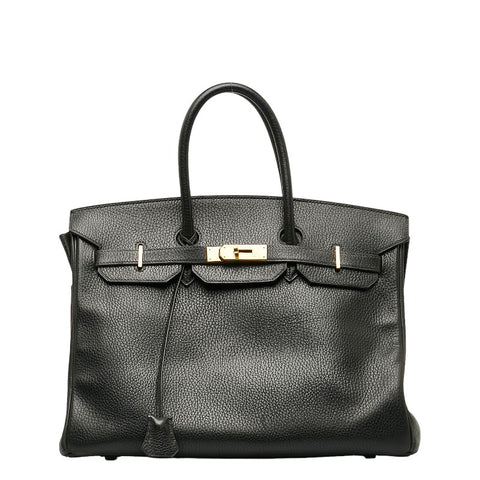 エルメス バーキン35 ゴールド金具 ハンドバッグ ブラック アルデンヌ レディース HERMES 【中古】