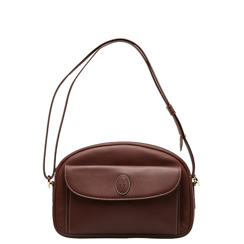 カルティエ マストライン ワンショルダーバッグ ボルドー ワインレッド レザー レディース CARTIER 【中古】