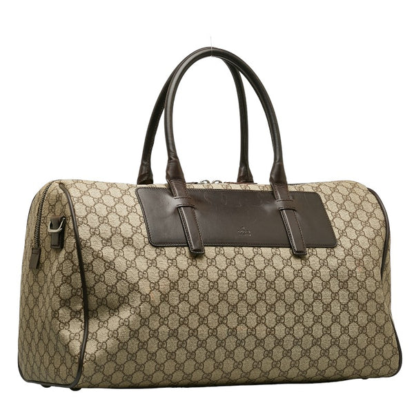 グッチ GGスプリーム ボストンバッグ トラベルバッグ 旅行用バッグ 101670 ベージュ ブラウン PVC レザー レディース GUCCI 【中古】