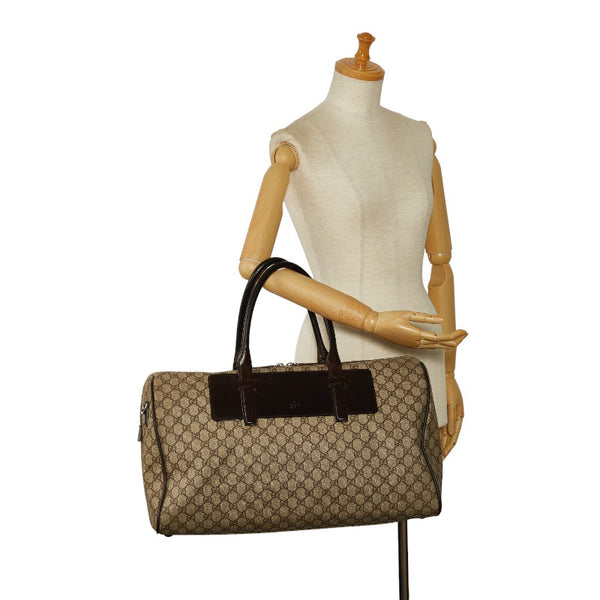 グッチ GGスプリーム ボストンバッグ トラベルバッグ 旅行用バッグ 101670 ベージュ ブラウン PVC レザー レディース GUCCI 【中古】