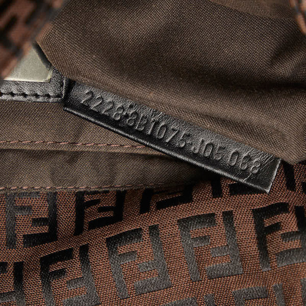 フェンディ ズッキーノ 斜め掛け ショルダーバッグ 8BT075 ブラウン ブラック キャンバス レザー レディース FENDI 【中古】