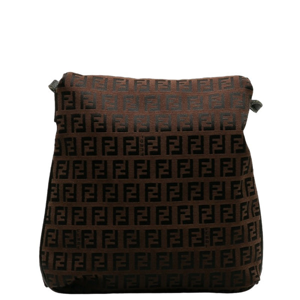 フェンディ ズッキーノ 斜め掛け ショルダーバッグ 8BT075 ブラウン ブラック キャンバス レザー レディース FENDI 【中古】