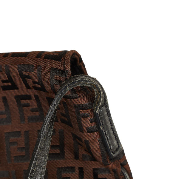 フェンディ ズッキーノ 斜め掛け ショルダーバッグ 8BT075 ブラウン ブラック キャンバス レザー レディース FENDI 【中古】