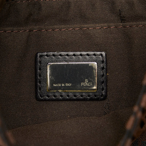 フェンディ ズッキーノ 斜め掛け ショルダーバッグ 8BT075 ブラウン ブラック キャンバス レザー レディース FENDI 【中古】