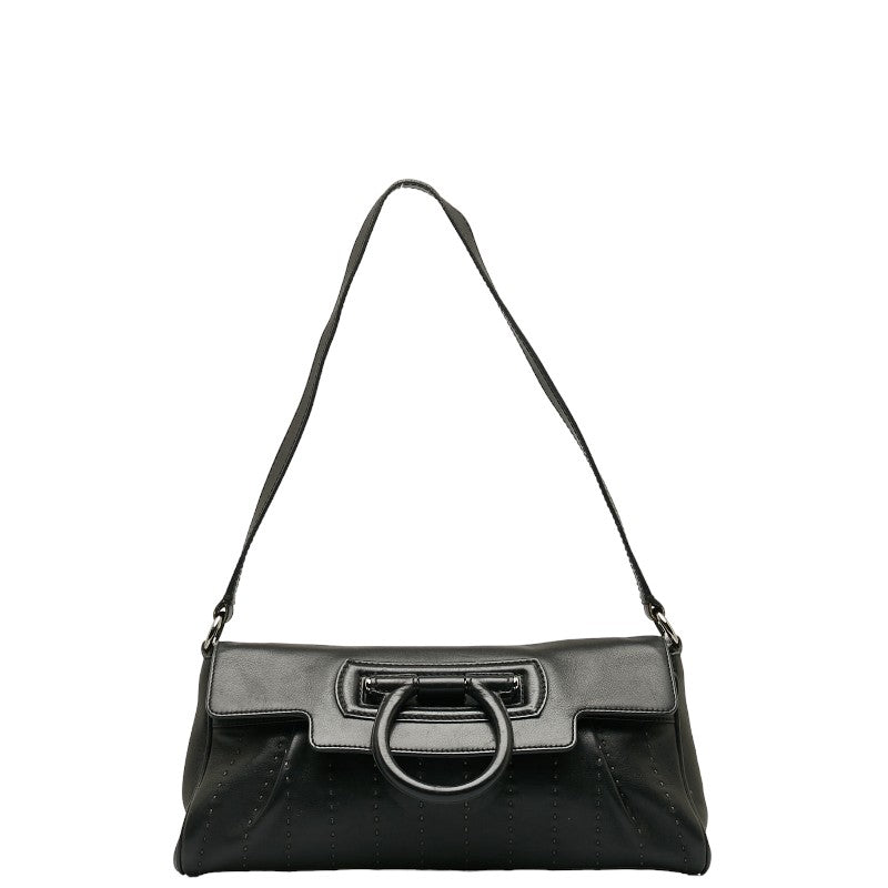 サルヴァトーレフェラガモ ガンチーニ ショルダーバッグ ブラック レザー レディース Salvatore Ferragamo 【中古】