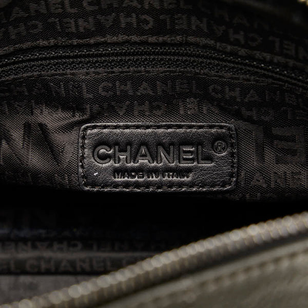 シャネル チョコバー ミニボストンバッグ ハンドバッグ グレー レザー レディース CHANEL 【中古】