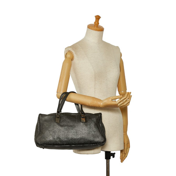 シャネル チョコバー ミニボストンバッグ ハンドバッグ グレー レザー レディース CHANEL 【中古】