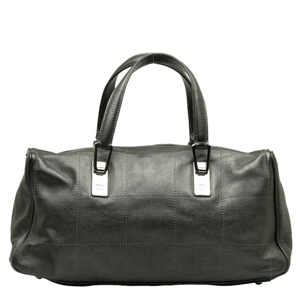 シャネル チョコバー ミニボストンバッグ ハンドバッグ グレー レザー レディース CHANEL 【中古】