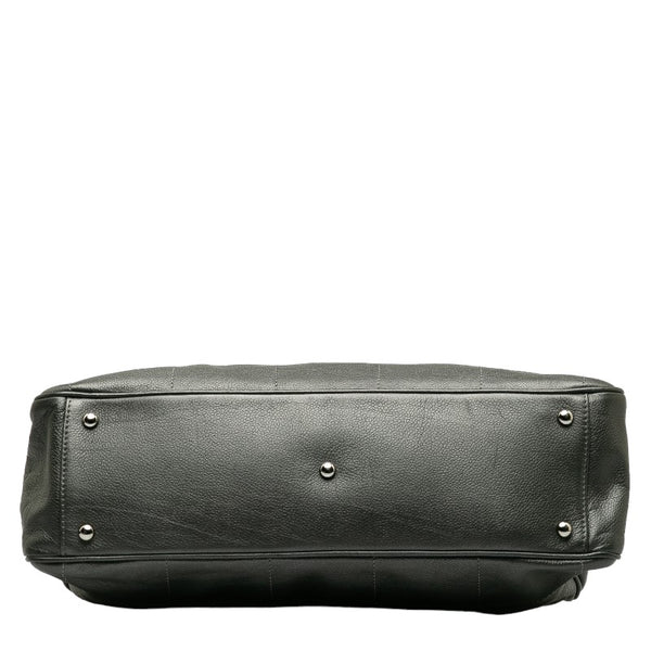 シャネル チョコバー ミニボストンバッグ ハンドバッグ グレー レザー レディース CHANEL 【中古】