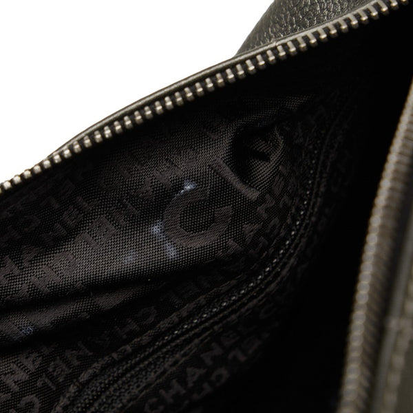 シャネル チョコバー ミニボストンバッグ ハンドバッグ グレー レザー レディース CHANEL 【中古】