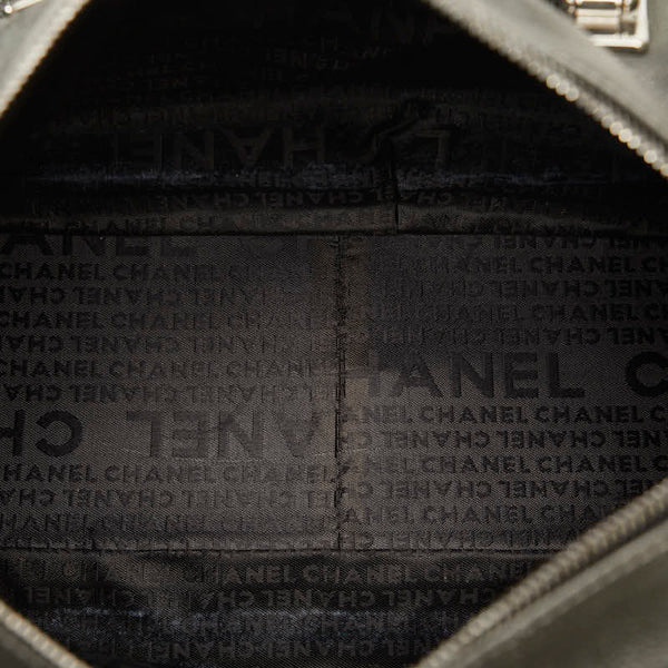 シャネル チョコバー ミニボストンバッグ ハンドバッグ グレー レザー レディース CHANEL 【中古】