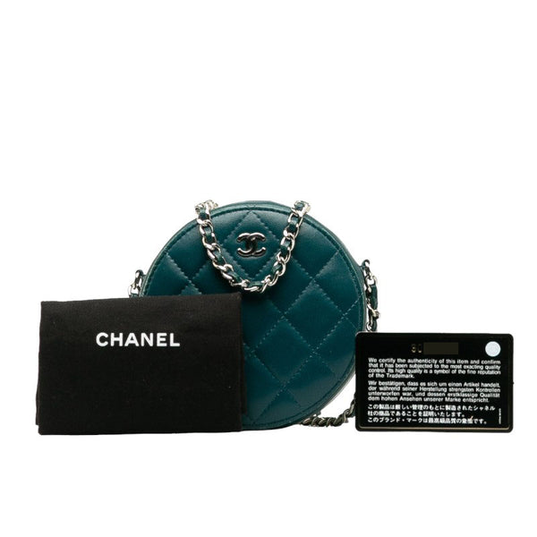 シャネル マトラッセ ココマーク 斜め掛け チェーン ショルダーバッグ ポーチ グリーン レザー レディース CHANEL 【中古】