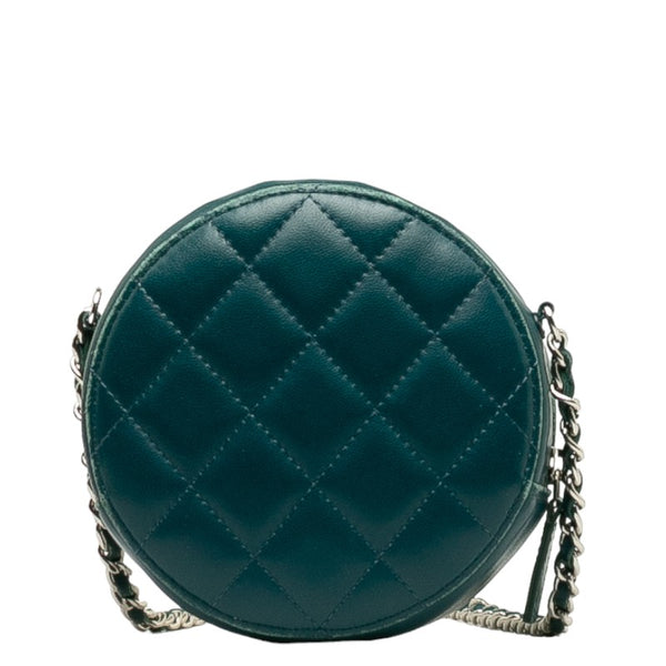 シャネル マトラッセ ココマーク 斜め掛け チェーン ショルダーバッグ ポーチ グリーン レザー レディース CHANEL 【中古】